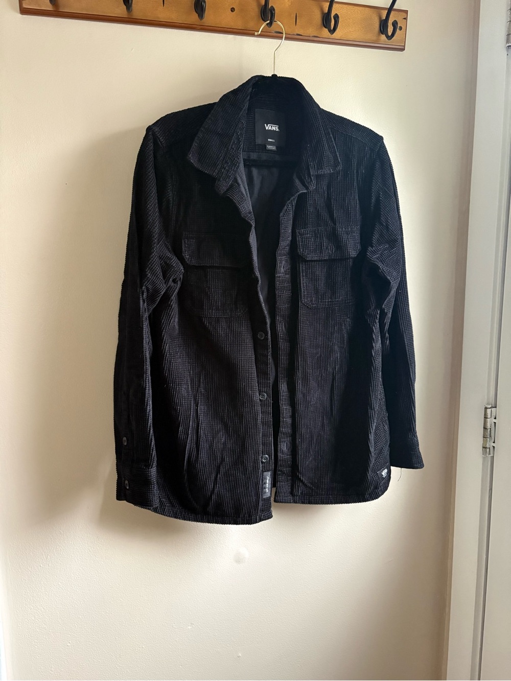 Vans Black Corduroy Button-Front Shirt Jacket